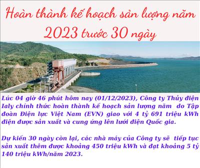 Hoàn thành kế hoạch sản lượng năm 2023 trước 30 ngày