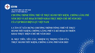 Chương trình tổng thể về thực hành tiết kiệm, chống lãng phí năm 2023 và KH triển khai thực hiện chủ đề năm của EVN (phần I và II)