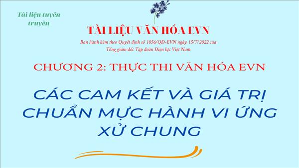 Tài liệu văn hóa EVN (Chương II. Thực thi văn hóa EVN-Các cam kết và Giá trị chuẩn mực hành vi ứng xử chung)